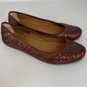 UGG sparkle ballet flats shoes pink glitter 9